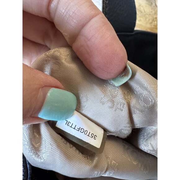 Michael Kors large navy blue pebbled leather tote shoulder bag MK logo gold hard - Picture 9 of 9